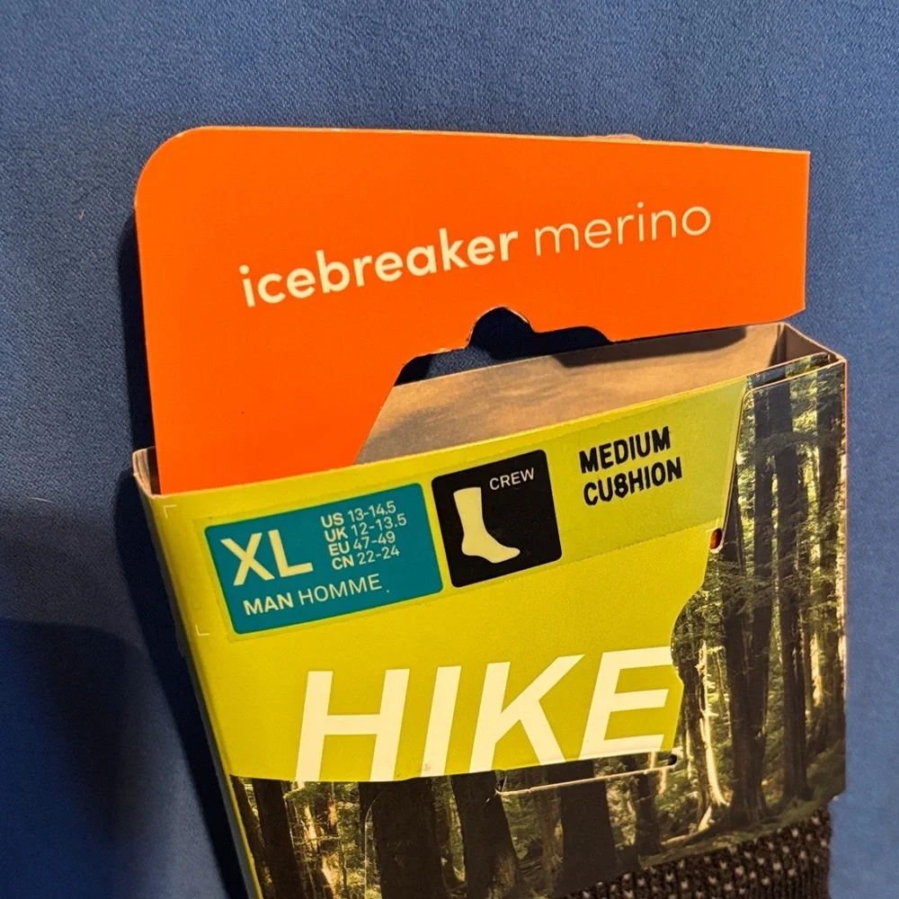 Icebreaker Hike Crew Socks - Black with Orange Trim